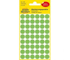Etikety kruhové 12mm Avery neónovo zelené