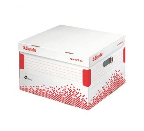 Archívna krabica Esselte Speedbox M so sklápacím vekom biela/červená 367×263×325 mm