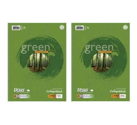 Blok College Format Werk Ursus Green A4 80 listov štvorčekový 70g, recyklovaný