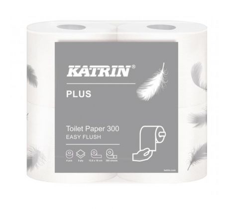 Toaletný papier 2-vrstvový KATRIN Toilet 300 rýchlorozpustný, návin 37,5 m (4 ks)