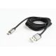 Cotton braided Type-C USB cable with metal connectors, 1.8 m, black color, blister (CCB-mUSB2B-AMCM-6)