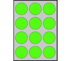 Etikety kruhové farebné priemer 60 mm APLI A4 20 hárkov fluo zelené