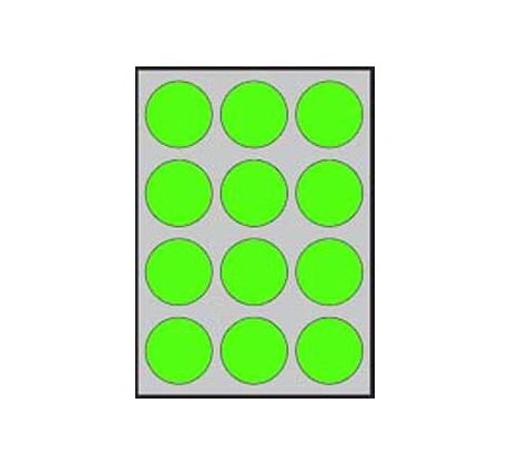Etikety kruhové farebné priemer 60 mm APLI A4 20 hárkov fluo zelené