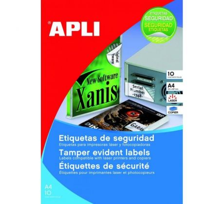 Etikety bezpečnostné APLI `šachovnicový vzor` 45,7 x 21,2 mm A4 biele 10 hárkov