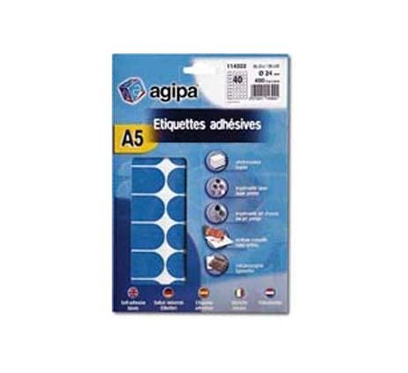 Etikety kruhové 24mm Agipa A5 modré