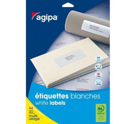 Etikety univerzálne na zakladače 60 x 190 mm Agipa A4 20 hárkov