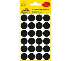 Etikety kruhové 18mm Avery čierne