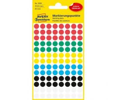 Etikety kruhové 8mm Avery mix farieb