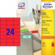 DARČEK - Etikety farebné 70x37mm Avery A4 100 hárkov červené  - Objednaj 1 ks a dostaneš darček 1 ks Drevený podnos /BD ( Platí do 31.8.2025)