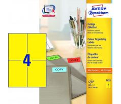 Etikety farebné 105x148mm Avery A4 100 hárkov žlté