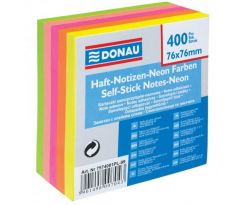 Bloček Donau, 76 x 76 mm, 5 neónových farieb, 400 lístkov