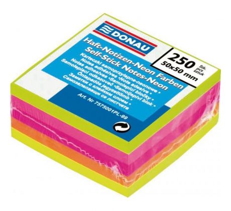 Samolepiaci bloček Donau v 5 neónových farbách 50x50mm