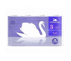 Toaletný papier 3-vrstvový Harmony Soft FLORA Parfumes biely, návin 16,8 m (8 ks)