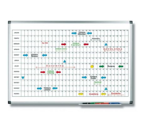 Plánovacia tabuľa ročná PREMIUM horizontálna 60x90 cm