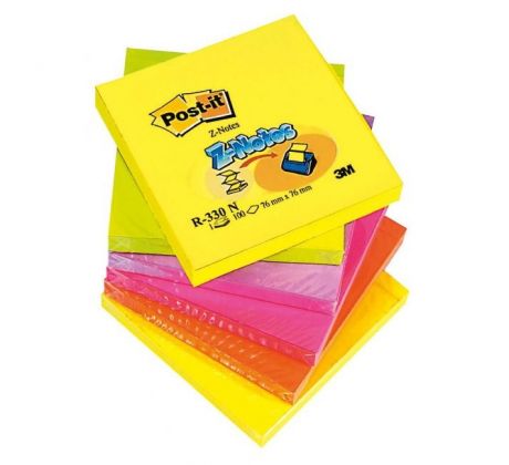 Samolepiaci Z-bloček Post-it, 76x76 mm, neónové farby, 6 bločkov po 100 lístkov