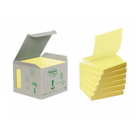Samolepiace Z-Bločky Post-it recyklované, 76x76 mm, žlté