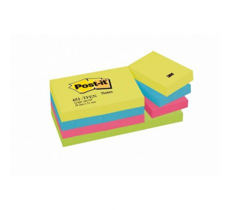 Samolepiaci bloček Post-it ENERGETIC, 38x51mm, 12x100 lístkov