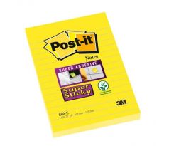 Samolepiaci bloček Post-it Super Sticky, 102x152 mm, žltý, linajky