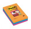 Bloček Post-it Super Sticky 101 mm x 152 mm XXL, dúhové farby, linajkové, 3 bločky po 90 lístkov