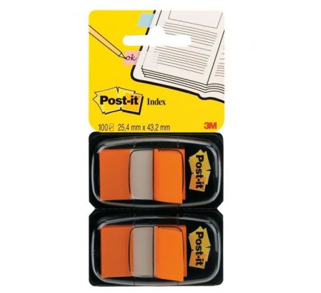 Záložky Post-it Index široké 25,4x43,2 oranžová 2ks