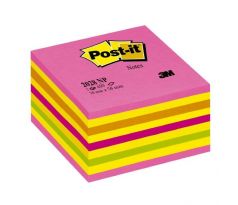 Bloček kocka Post-it, 76x76 mm, neónová ružová, mix