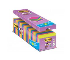 Samolepiaci bloček Post-it Super Sticky, 76x76 mm, mix neónových farieb, zvýhodnené balenie