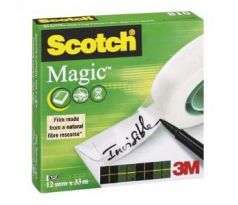 DARČEK - Lepiaca páska Scotch Magic neviditeľná popisovateľná 12 mm x 33 m v krabičke - Objednaj 3 ks a dostaneš darček 1 ks Dispenzor s páskou LUN zelený ( Platí do 31.5.2023)