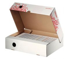 DARČEK - Archívny box Esselte Speedbox so sklápacím vekom 80mm biely/červený - Objednaj 25 ks a dostaneš darček 1 ks Úložný box s vekom Esselte Home veľkosť M biely 3 ks ( Platí do 30.6.2022)