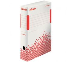 DARČEK - Archívny box Esselte Speedbox 80mm biely/červený - Objednaj 25 ks a dostaneš darček 1 ks Úložný box s vekom Esselte Home veľkosť M biely 3 ks ( Platí do 30.6.2022)