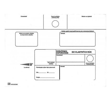 Poštové obálky C5 doručenka do VR bez OD,100 ks