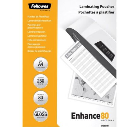 Laminovacie fólie Fellowes 216x303 80mic 250ks