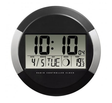 Nástenné hodiny digitálne PP-245 24,5cm čierno-strieborné