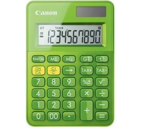 stolová kalkulačka CANON LS-100K zelená, 10 miest, solárne napájanie + batérie (0289C002)