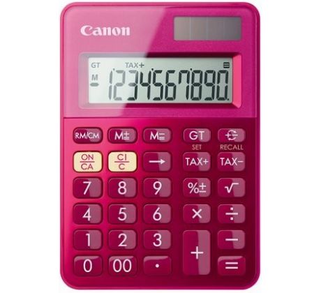 stolová kalkulačka CANON LS-100K ružová, 10 miest, solárne napájanie + batérie (0289C003)