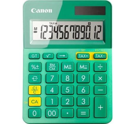 stolová kalkulačka CANON LS-123K zelená, 12 miest, solárne napájanie + batérie (9490B002)