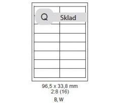 etikety ECODATA Samolepiace 96,5x33,8 univerzálne biele 16ks/A4 (1000 listov A4/bal.) (ECO-096033000)