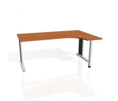 Pracovný stôl Flex, ergo, ľavý, 180x75,5x120 (80x40) cm, čerešňa/kov