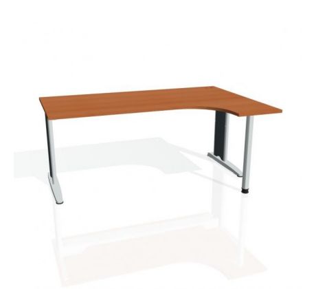 Pracovný stôl Flex, ergo, ľavý, 180x75,5x120 (80x40) cm, čerešňa/kov