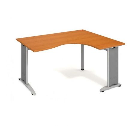 Pracovný stôl Flex, ergo, ľavý, 160x75,5x120 (80x60) cm, čerešňa/kov
