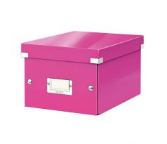 Malá škatuľa Click & Store metalická ružová
