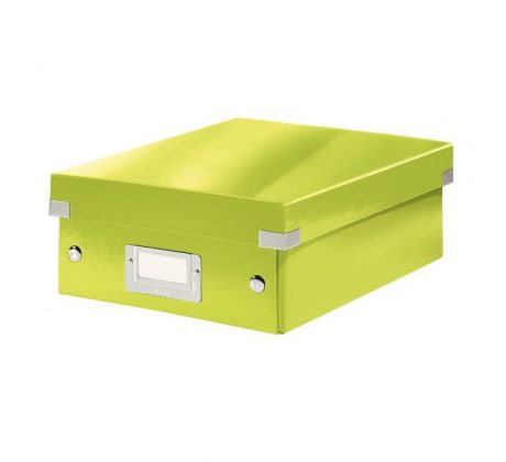 Malá organizačná krabica Click & Store metalická zelená