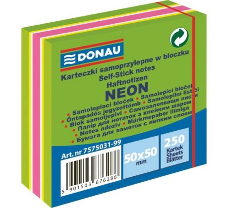 Bloček Donau neónový, 50 x 50 mm, zelený, 250 lístkov