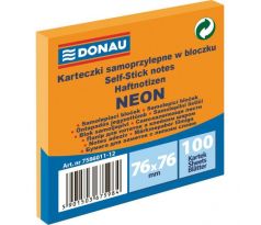Samolepiaci bloček Donau neónový 76x76 mm oranžový