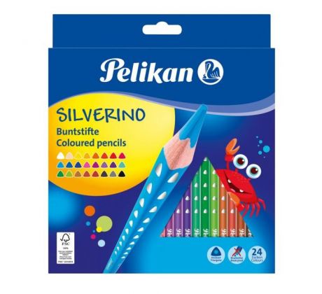 Farbičky Pelikan Silverino trojhranné tenké, sada 24 ks