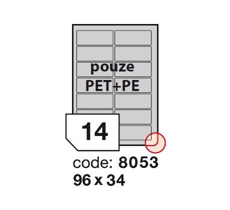 etikety RAYFILM 96x34 matné biele polyetylenové laser/inkjet R05038053A (100 list./A4) (R0503.8053A)