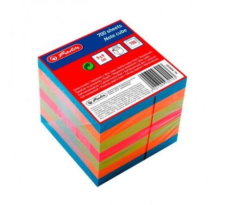 Poznámkový bloček kocka lepená Herlitz 90x90x90mm farebná
