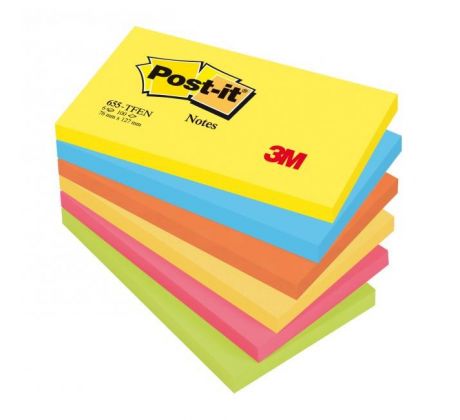 Samolepiaci bloček Post-it ENERGETIC 76x127mm, 6x100 lístkov