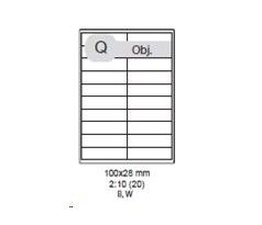 etikety samolepiace 100x28 univerzálne biele 20ks/A4 (100 listov A4/bal.) (ECO-10002800)