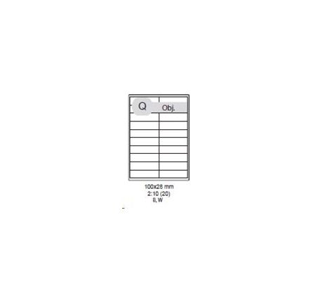 etikety samolepiace 100x28 univerzálne biele 20ks/A4 (100 listov A4/bal.) (ECO-10002800)