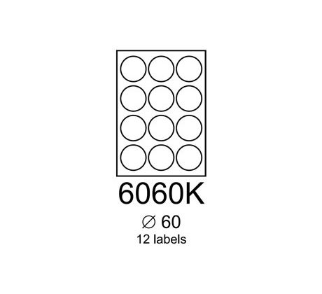 etikety RAYFILM 60mm kruh univerzálne biele R01006060KF (1.000 list./A4) (R0100.6060KF)